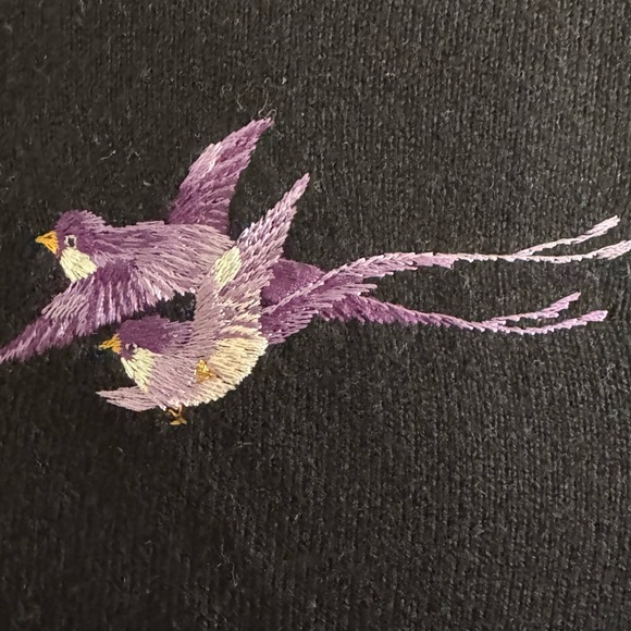 like new LUCKY BRAND sweater Asian accents, birds flowers , knotted buttons - Picture 7 of 9